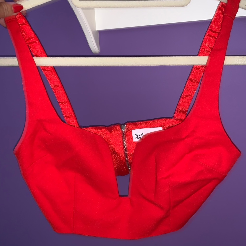 Red low cut crop top